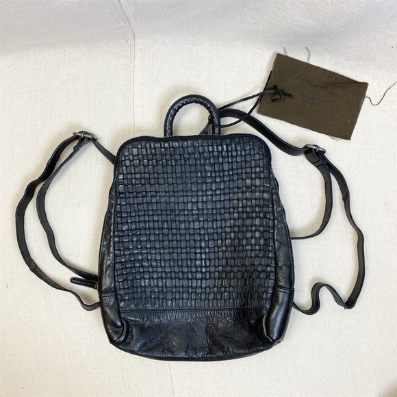 Valencia  Holland Black Woven Basketweave Washed Leather TK48 Backpack main image 6